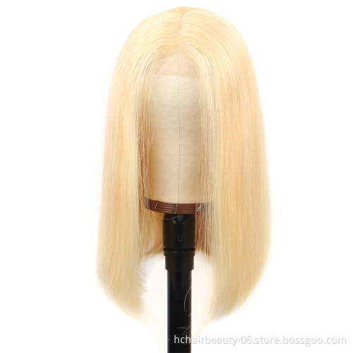 China Wig Supplier Brazilian Straight Body Wave Lace Front Blonde 100% Human Hair Closure Bob Wig